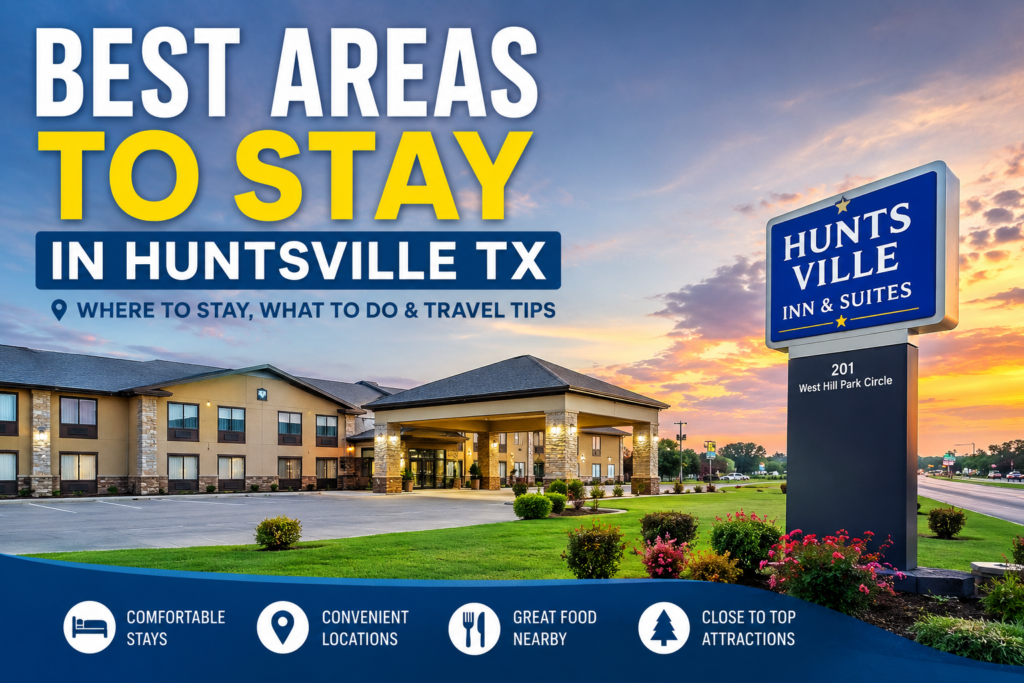 Hunts Ville Inn & Suites hotel exterior in Huntsville TX